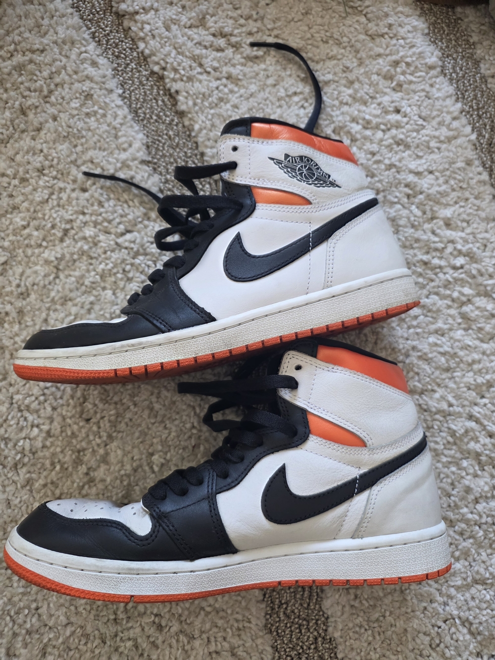 Jordan Men's High-Top Sneakers in White, Black & Orange